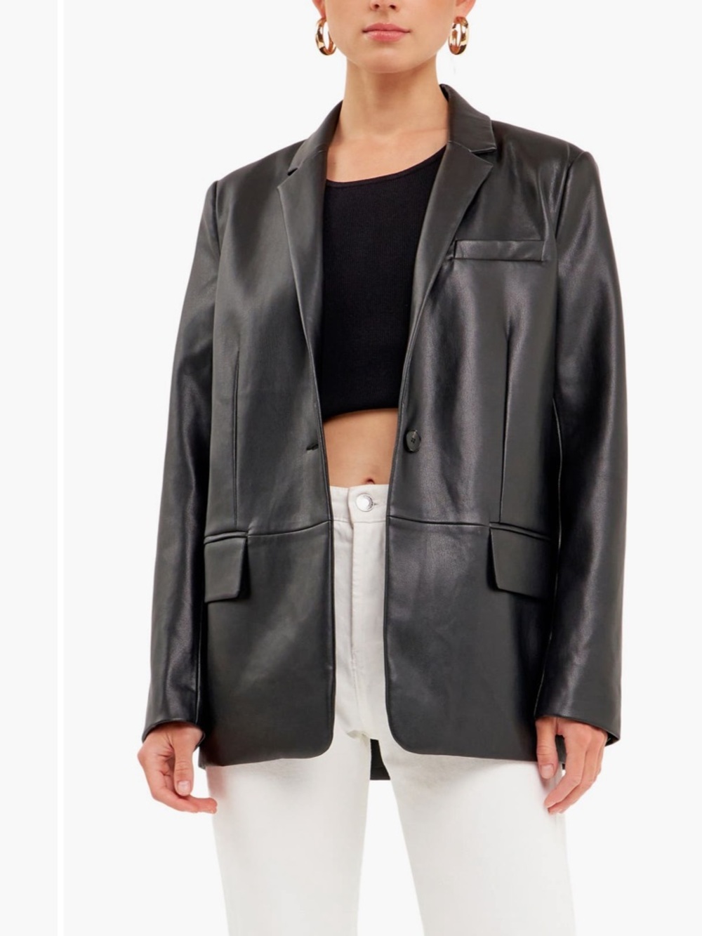 Endless Rose Faux Leather Blazer